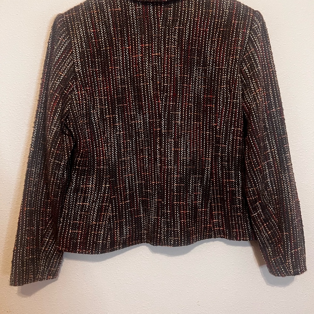 Sag Harbor Brown Blazer w/mixed colored tweet Accents. office/weekend. Size 8P - Picture 4 of 4